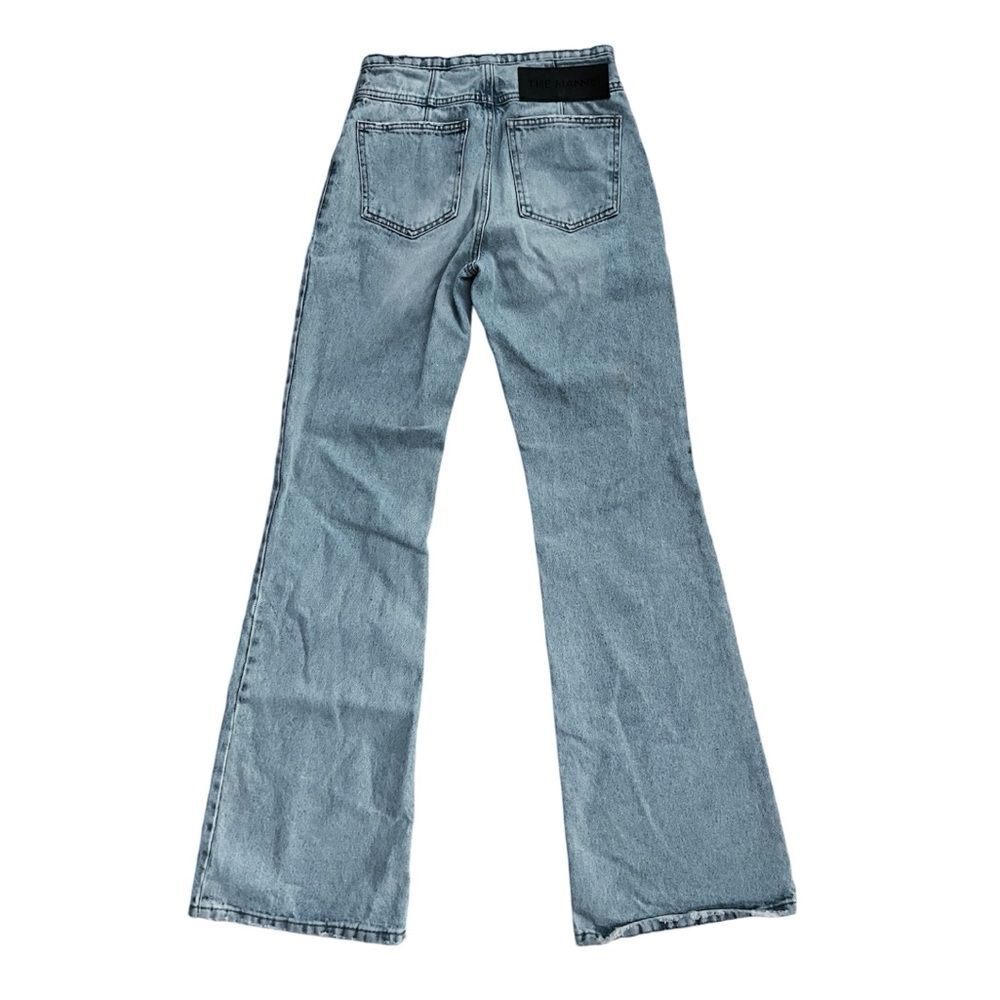The MANNEI Nula High Rise Flare Jeans in Denim, Lt Blue, NWT, Size 34 - Picture 9 of 16